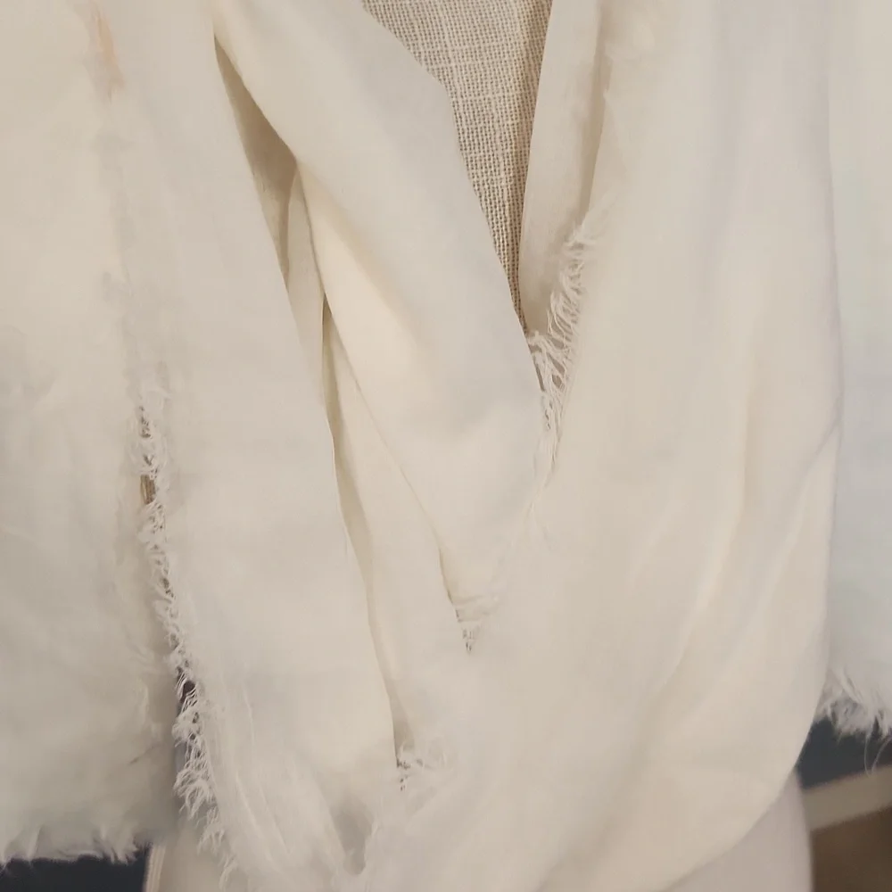 NWT Mixit JCPenny's Soft Fringe Ivory White Oblong Scarf Boho Maxilist